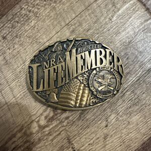NRA National Rifle Association LIFE MEMBER 2nd Amendment NORMAN CO. Belt Buckle